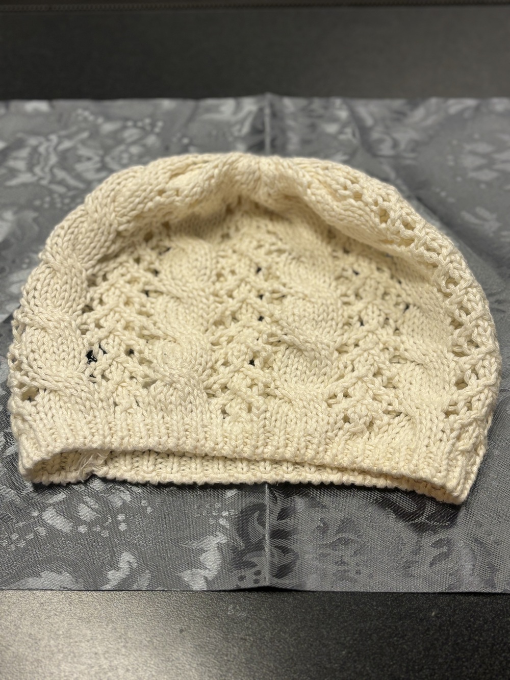 H&M Cream Knit Boho Slouch Beret Beanie